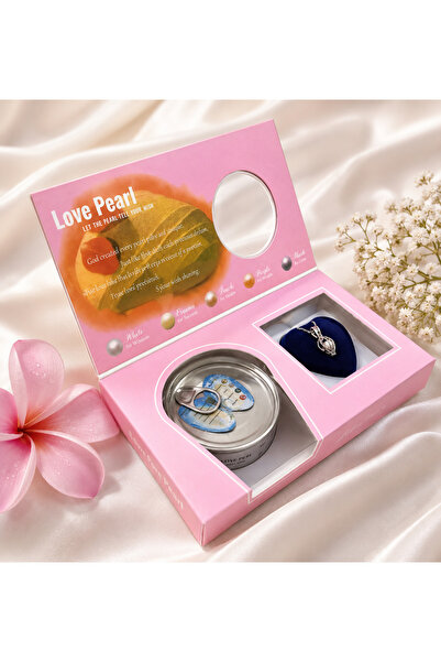 LİNALP Love Pearl Gerçek İnci Kolye Hediye Seti – Dilek İncisi Sürpriz Kutulu...