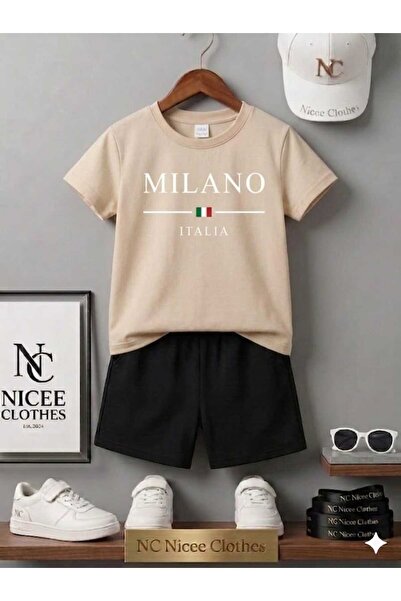 NC Nicee Clothes LETNJA DEČJA MAJICA I KRATKE HLAČE UNISEKS (BELA MILANO LINI...