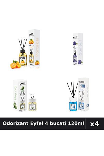 Eyfel Set 4 Odorizant Camera Betisoare - Portocala, Zambile, Lacramioare, Coo...