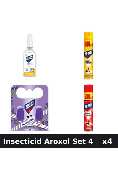 Aroxol Set 4 Insecticid - Spray 580ml, Loțiune 85ml, Spirale Anti-Insecte