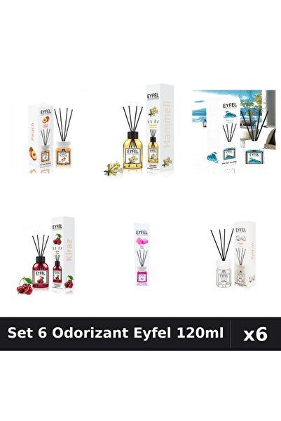 Eyfel Set 6 Odorizante Camera Betisoare, Bubble Gum, Bumbac, Cirese, Mana Mai...