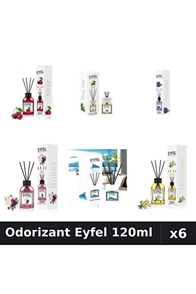Eyfel Set 6 Odorizante Camera Betisoare - 6 Arome Asortate, 120ml Parfum Intens