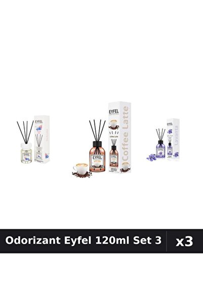 Eyfel Set 3 Odorizant Camera Betisoare - Cafea, Lavanda, Orhidee 120ml
