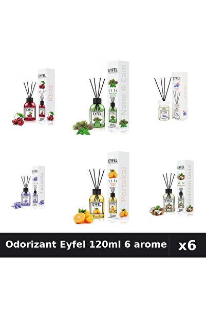 Eyfel Set 6 Odorizante Camera Betisoare 120ml - Cirese, Lavanda, Orhidee, Pin