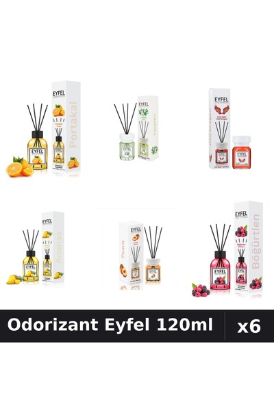 Eyfel Set 6 Odorizante Camera Betisoare - 6 Arome Asortate, 120ml Parfum