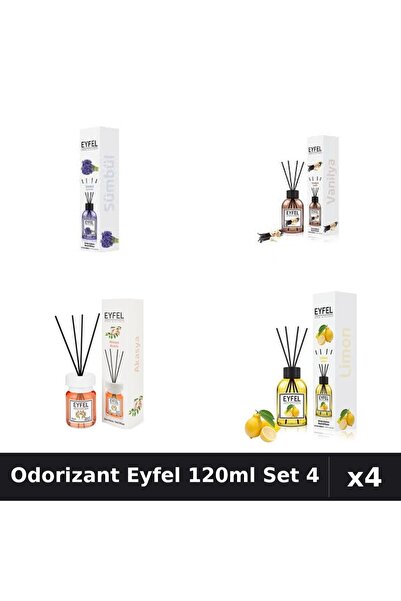 Eyfel Set 4 Odorizant Camera Betisoare 120ml - Zambile, Vanilie, Acacia, Lamaie