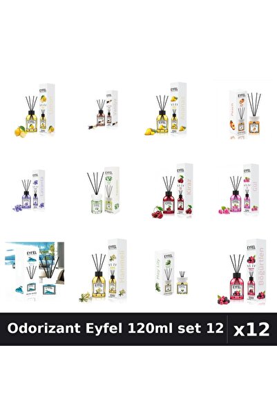 Eyfel Set 12 Odorizant Camera Betisoare 120ml - 12 Arome Asortate, Parfum Intens