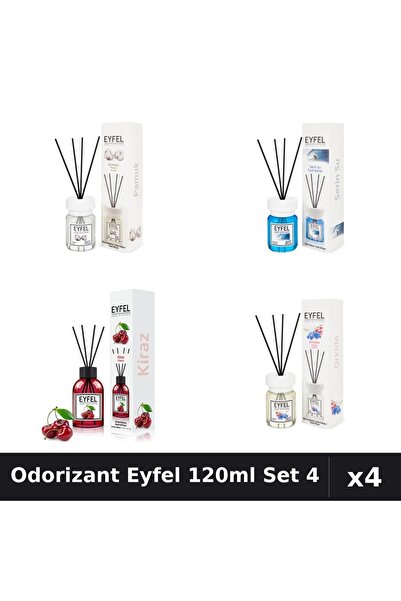 Eyfel Set 4 Odorizant Camera Betisoare 120ml - Bumbac, Cool Water, Cirese, Or...