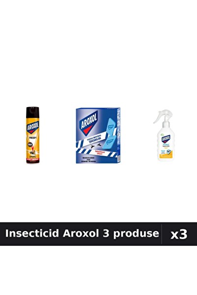 Aroxol Set 3 Insecticid - Spray 400ml, Spirale 30buc, Loțiune Repelent 200ml