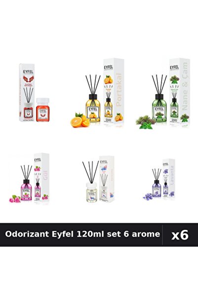 Eyfel Set 6 Odorizante Camera Betisoare 120ml - Lavanda, Orhidee, Pin, Portoc...