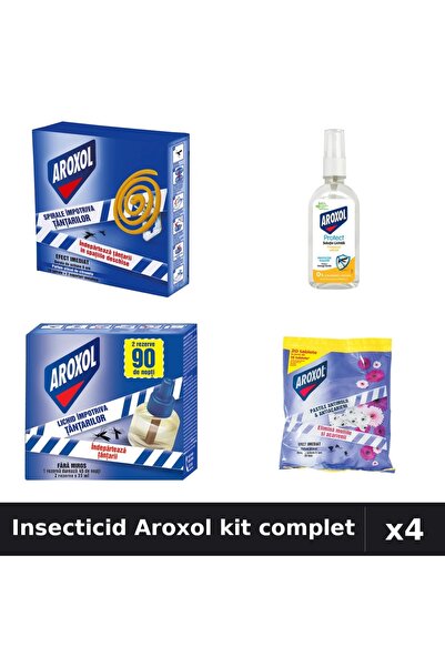 Aroxol Set 4 Insecticid - Pastile 10+20 buc, Loțiune 85ml, Aparat 45 nopti