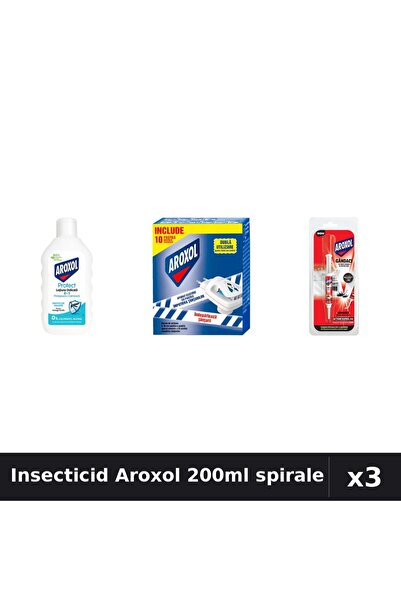 Aroxol Set 3 Insecticid - Loțiune Repelent 200ml + Spirale Anti-Insecte 5g