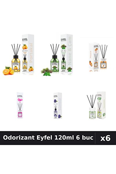 Eyfel Set 6 Odorizant Camera Betisoare 120ml - 6 Arome Asortate Parfum Intens