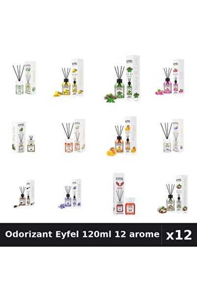 Eyfel Set 12 Odorizant Camera Betisoare 120ml - 12 Arome Asortate, Parfum Intens