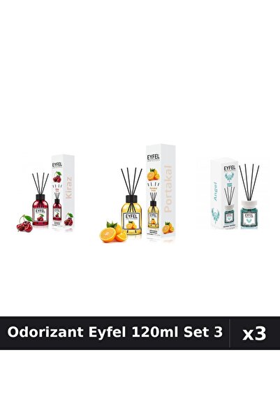 Eyfel Set 3 Odorizant Camera Betisoare 120ml - Cireșe, Portocală, Angel