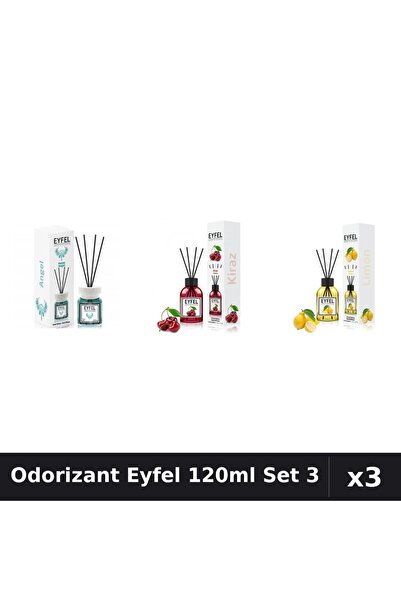 Eyfel Set 3 Odorizant Camera Betisoare 120ml - Angel, Cireșe, Lămâie