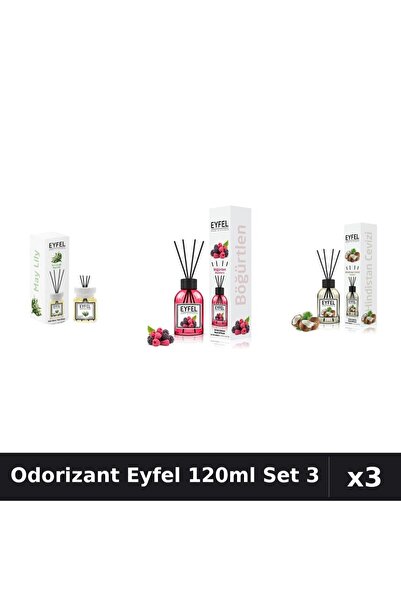 Eyfel Set 3 Odorizant Camera Betisoare 120ml - Lacramioare, Fructe Pădure, Nu...