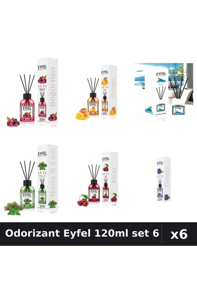 Eyfel Set 6 Odorizante Camera Betisoare - 6 Arome Asortate, 120ml Parfum