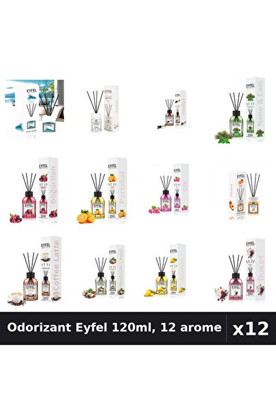 Eyfel Set 12 Odorizante Camera Betisoare 120ml - 12 Arome Asortate, Parfum In...