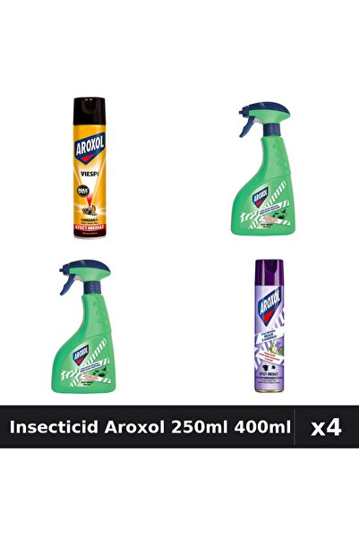 Aroxol Pachet 4 Spray Insecticid 250ml-400ml - Protecție Eficientă Gandaci Țâ...