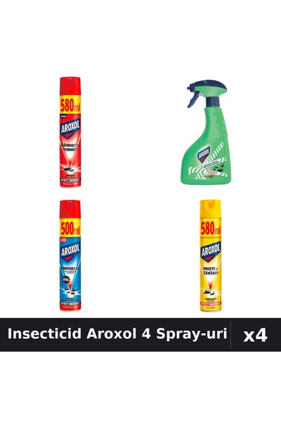 Aroxol Set 4 Spray Insecticid 400ml, 500ml, 580ml - Anti Gandaci, Tantari, Muste
