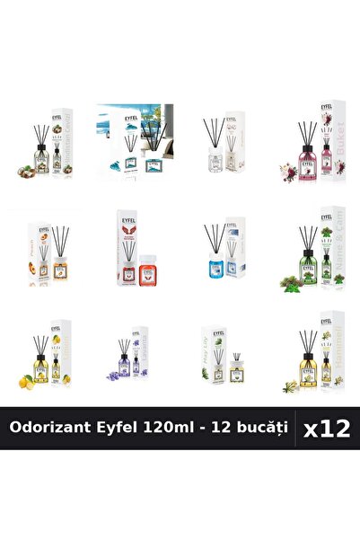 Eyfel Set 12 Odorizant Camera Betisoare 120ml - 12 Arome Asortate, Parfum Intens