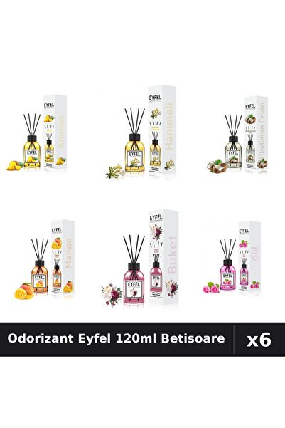 Eyfel Set 6 Odorizante Camera Betisoare - 6 Arome Asortate, 120ml Parfum