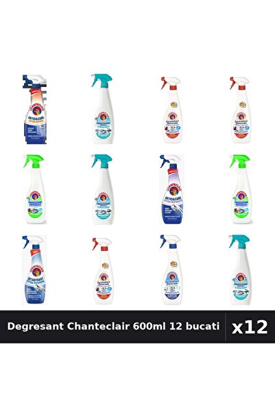 Chanteclair Set 12 Degresant Universal 600ml - 7 Arome, Anticalcar, Detartrant