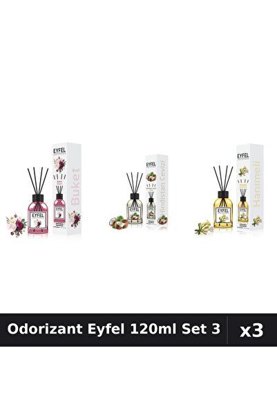 Eyfel Set 3 Odorizant Camera Betisoare 120ml - Bouquet, Nucă Cocos, Mâna Maicii