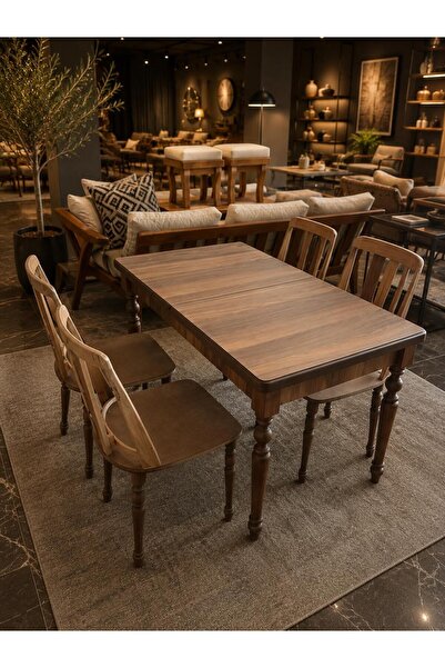 larissa design masa takımı açılır kapanır kapalı120x80 açık 155x80 (sandalyel...