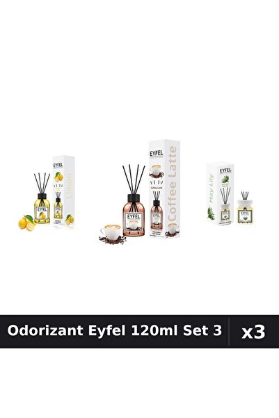 Eyfel Set 3 Odorizant Camera Betisoare 120ml - Lămâie, Cafea, Lacramioare