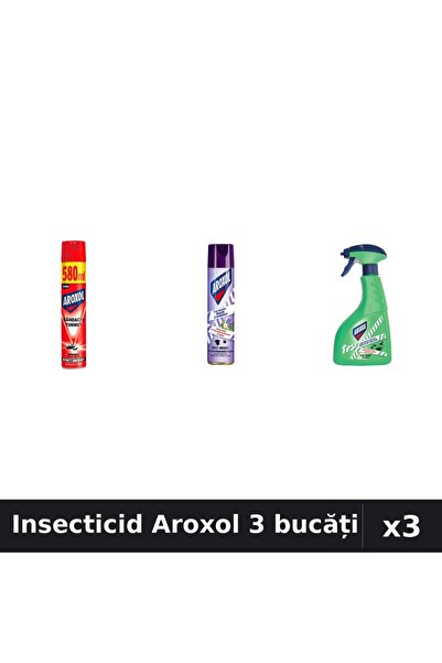 Aroxol Set 3 Spray Insecticid 250ml, 400ml, 580ml - Protecție Eficientă Insecte