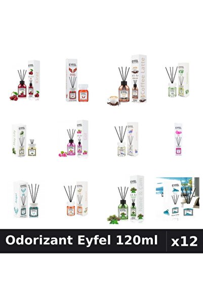 Eyfel Set 12 Odorizante Camera Betisoare 120ml - 12 Arome Asortate, Parfum In...