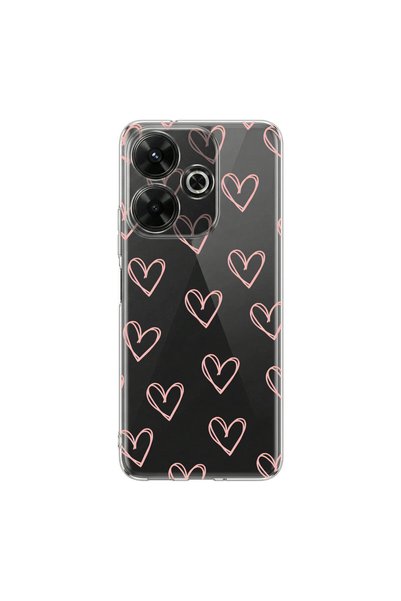 PPKin Redmi 13 Compatible Heart 6 Design Transparent Case