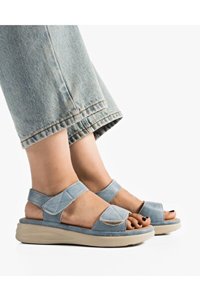 ALOGO Women's Blue Sandals Made of Ecological Leather Ylf