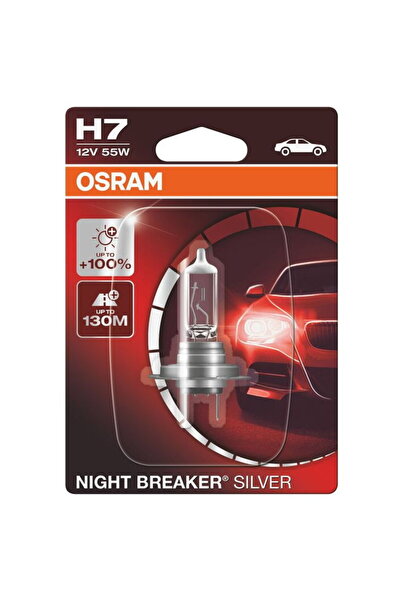 Osram Bec halogen H7 12V 55W NightBreaker Silver, +100% Lumină, Blister: 1 bu...