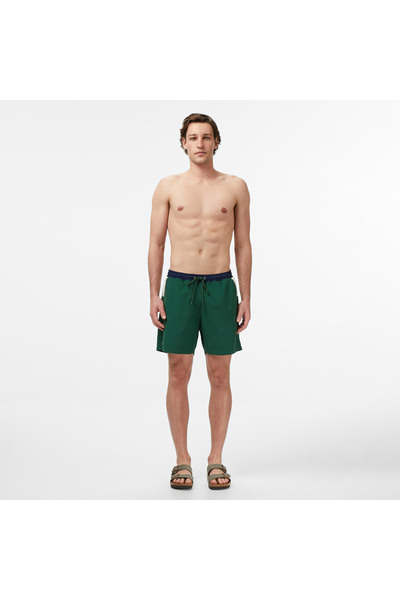 Lacoste Erkek Regular Fit Renk Bloklu Yeşil Deniz Şortu