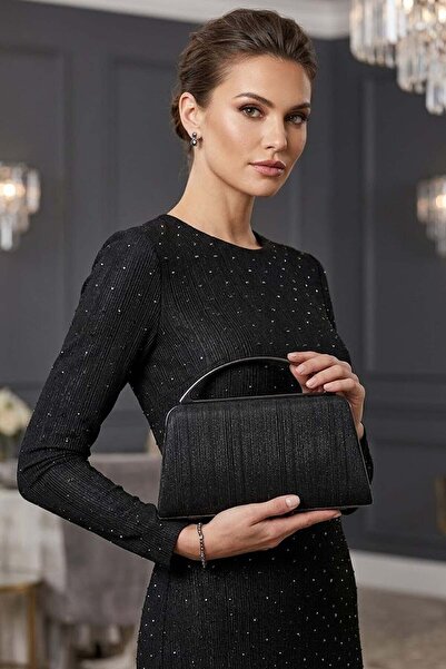 VAROL ÇANTA Varol 349 Diamond Lazer Women's Evening Dress Bag Black