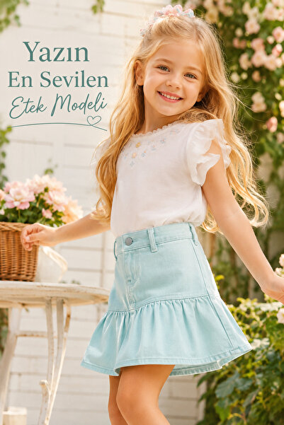 morbella Summer Pastel Colors Ruffled Mini Girls' Skirt
