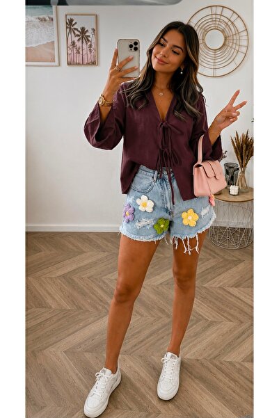 CNG MODA Önü Bağlamalı 2 Bağcıklı Kimono Gömlek