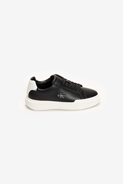 Calvin Klein Women's Thick Soled Lace-Up Shoes Leather Black Sneakers