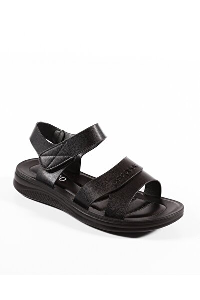 ALOGO Women's Black Sandals Made of Ecological Leather Jyq