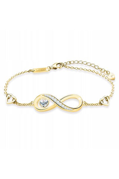 Larezo Brățară Infinity Aur 585 Inimă Albă Zirconii ARGINT 925