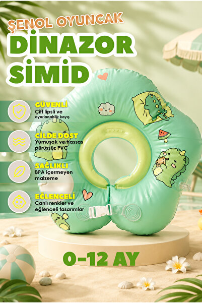 ŞENOL OYUNCAK Dinazor Desenli Bebek Boyun Simidi 0-12 Ay Ayarlanabilir Emniye...
