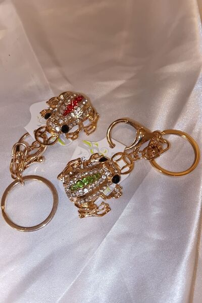 RaHan Lucky Blessing Frog Chinese Coin Keychain 1 Piece Red or Green