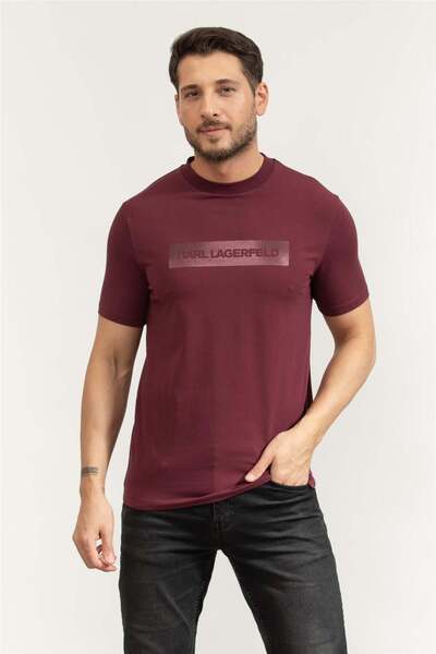 Karl Lagerfeld Crewneck Erkek Bisiklet Yaka T-Shirt Bordo