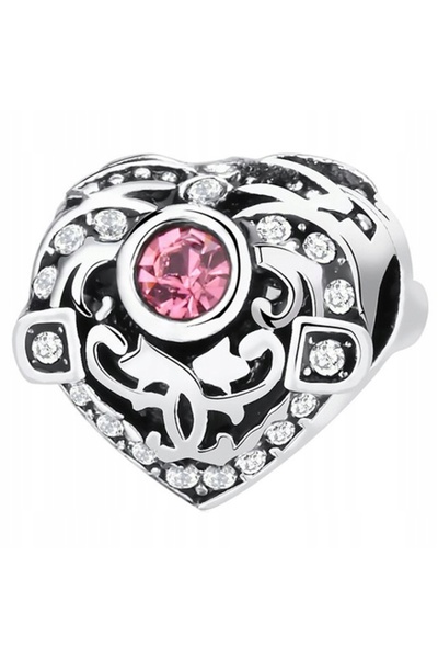 Larezo Charm, Model Inimă Cu Zirconiu Cubic Din Argint, Inimă, Inaltime 11mm,...