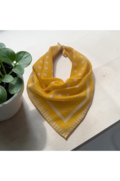 ALS Tasarım Dünyası Yellow Color Polka Dot 100% Cotton Bandana