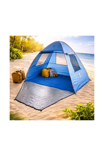 Zet Blue pop-up beach tent, 200x120x130 cm, with windows, quick assembly and ...
