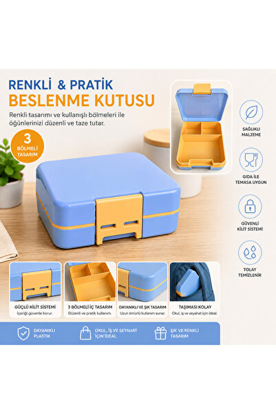 Clinica Home 3-Compartment Lunch Box – Blue/Yellow
